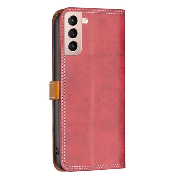 BINFEN kaksivärinen nahkakotelo Samsung Galaxy S21 - Punainen Red