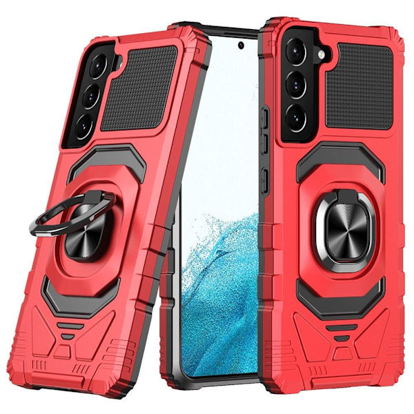 Slidstærkt cover i hård plast med blød inderside og kickstand til Samsung Galaxy S22 - Rød Red