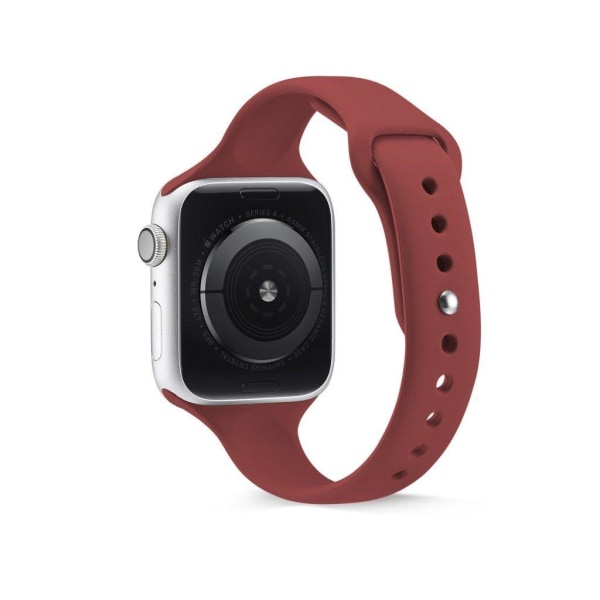 Apple Watch Series 5 44mm narrow silikon klockarmband - vinröd Röd