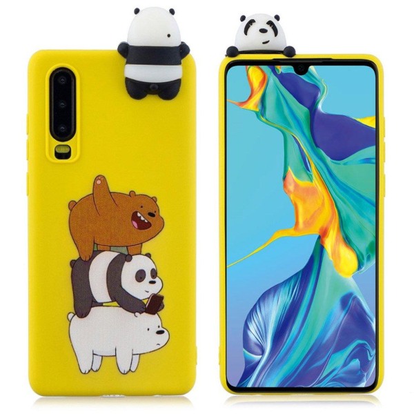 Huawei P30 3D Cute doll case - Panda and Bear Multicolor