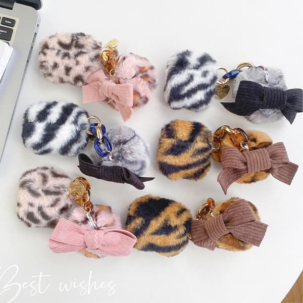AirPods 3 fodral i leopardpäls med rosettknut - Rosa Rosa