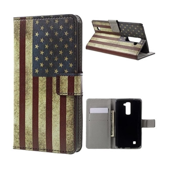 Hagerup LG K10 Nahkakotelo Korttitaskuilla - Vanhanaikainen Amerikan Lippu Multicolor