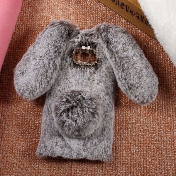 Fluffy Rabbit Samsung Galaxy S8 skal - Silver/Grå Silvergrå