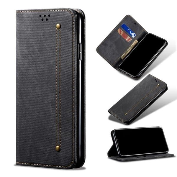 Jeans Samsung Galaxy M32 flip etui - Sort Black