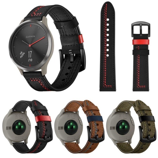 Garmin Vivoactive3 / Vivomove HR stitching ægte læder Urrem - Grøn Green