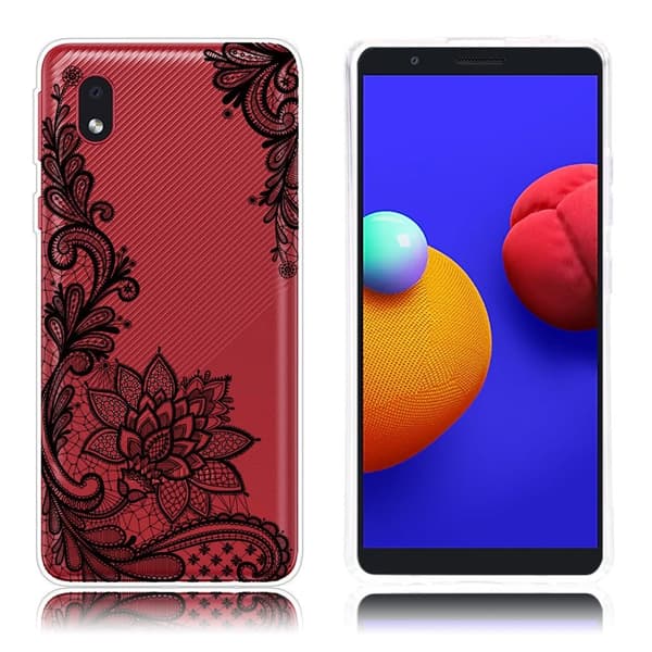 Deco Samsung Galaxy A01 Core kotelot - Pitsi Kukka Black