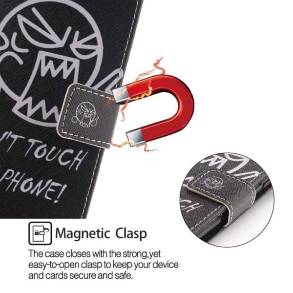 iPhone Xs Max mønstret magnetisk flip cover - Rør Ikke Ved Min T Multicolor