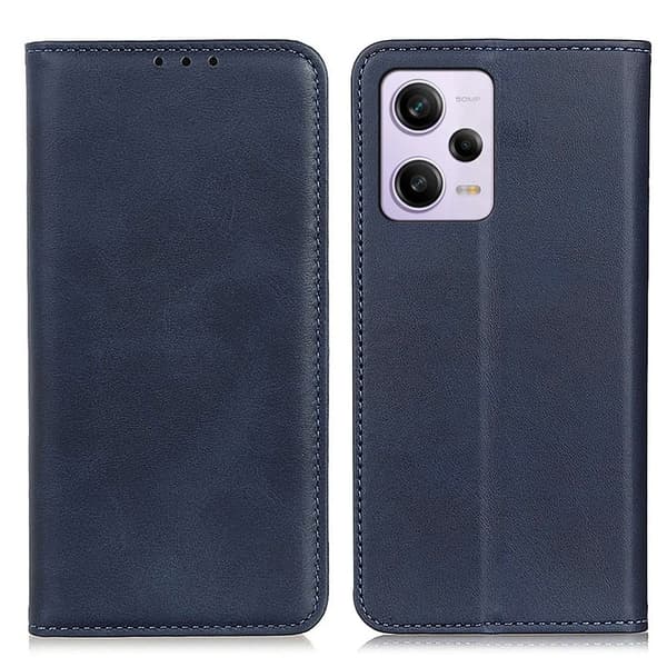 Flip Etui med Pung i Ægte Læder til Xiaomi Redmi Note 12 Pro Plus - Blå Blue