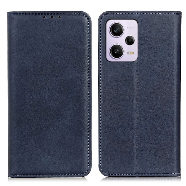 Lompakko-style Aitoa Nahkaa Läppäkotelo For Xiaomi Redmi Note 12 Pro Plus - Sininen Blue