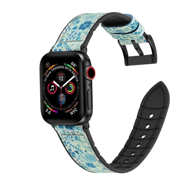 Apple Watch Series 6 / 5 40mm mönster silikon klockarmband - cyanblomma mönster Grön