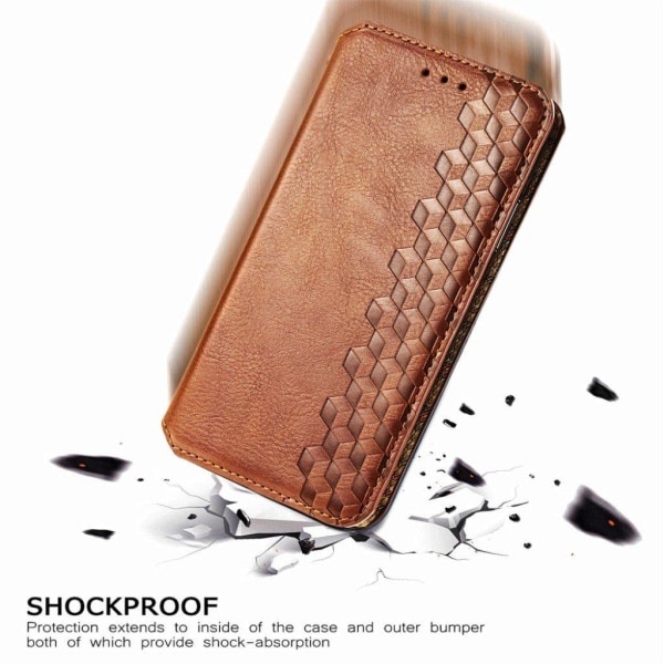 Nahkakotelo With A Stylish Rhombus Imprint For Samsung Galaxy A02 - Ruskea Brown