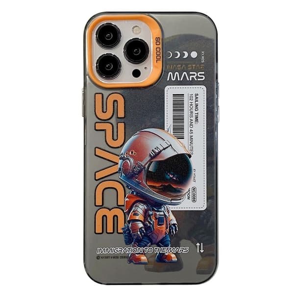 Vihreä Panda Astronautti iPhone 15 Pro Max kotelo Orange