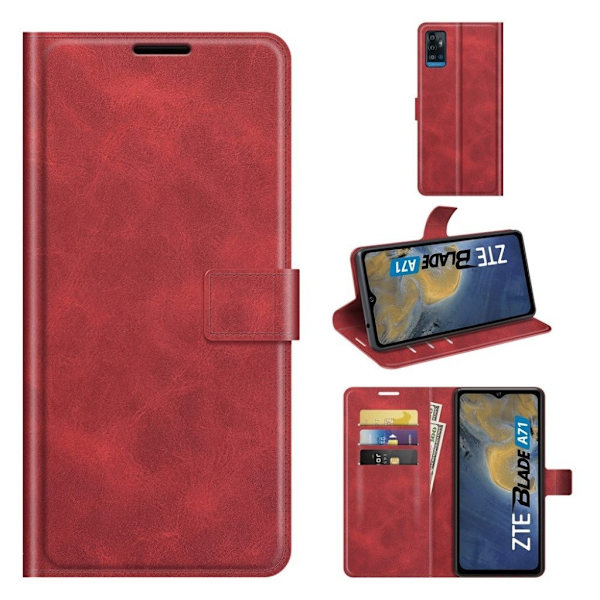 Lompakko Nahkakotelo For ZTE Blade A71 - Punainen Red