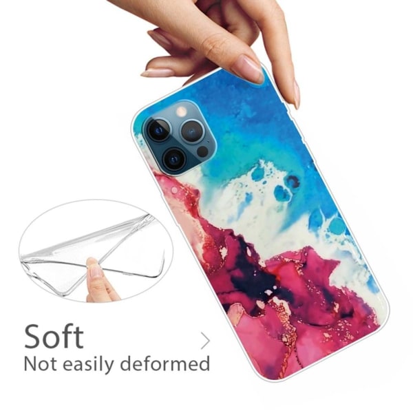 Marble design iPhone 14 Pro cover - Stænk Af Rødt Og Blåt Multicolor