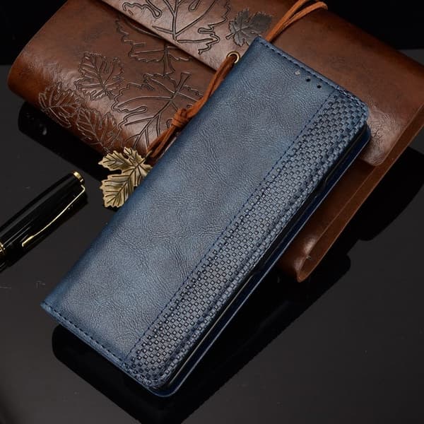 Bofink Vintage Samsung Galaxy Z Fold2 5G Lær Etui - Blå Blue