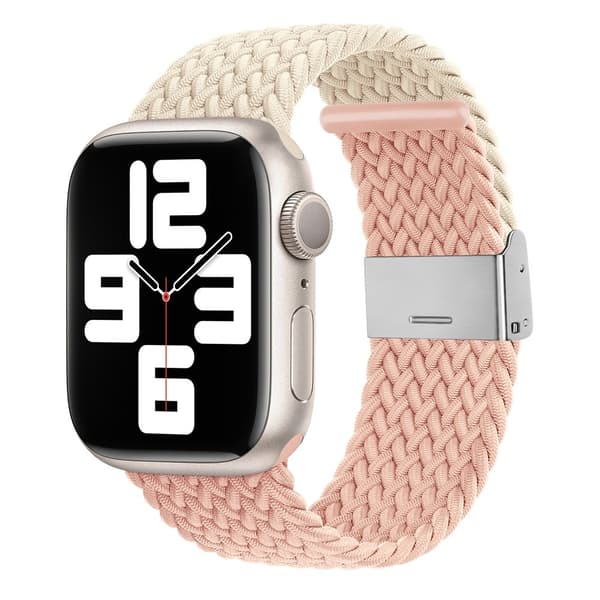 Apple Watch Series 8 (41 mm) parallellfarget nylonrem - Stjernelys / Rosa Pink