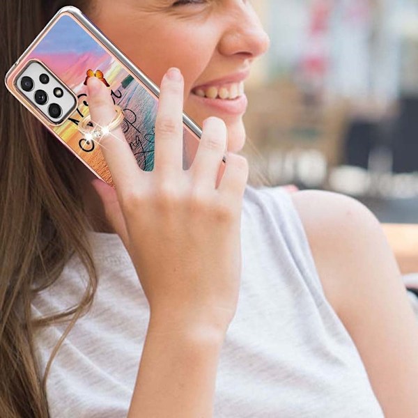 Marble Patterned Suojakuori With Ring Holder For Samsung Galaxy A52s 5G / A52 5g / A52 - Never Stop Dreaming Multicolor