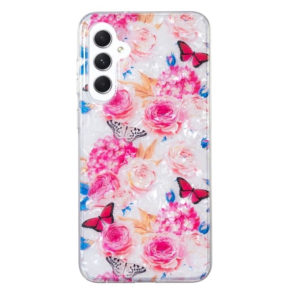 Marble Samsung Galaxy A24 4G Etui - Farverig Sommerfugl Pink