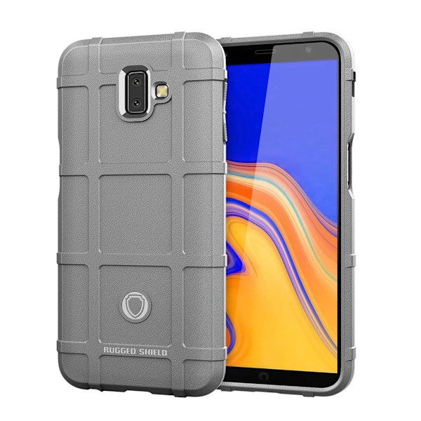 Samsung Galaxy J6 Plus (2018) mjukt fodral med rutnätsstruktur - Grå Silvergrå