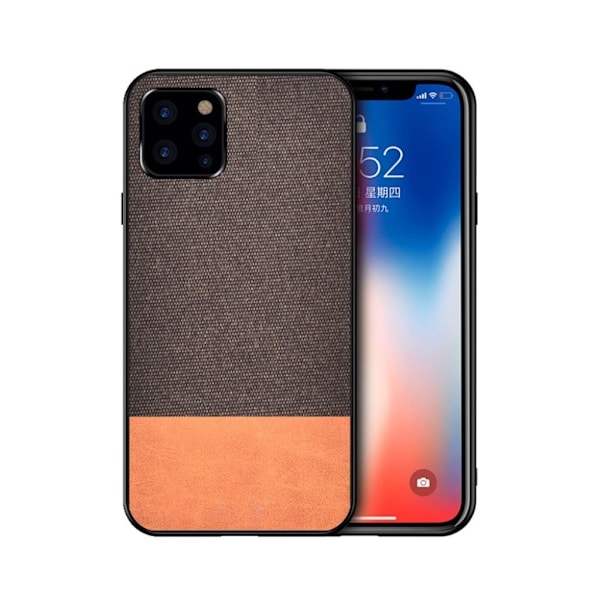 Berlin iPhone 11 Pro Max deksel - Kaffe + Orange / Cloth + PU stil Brown