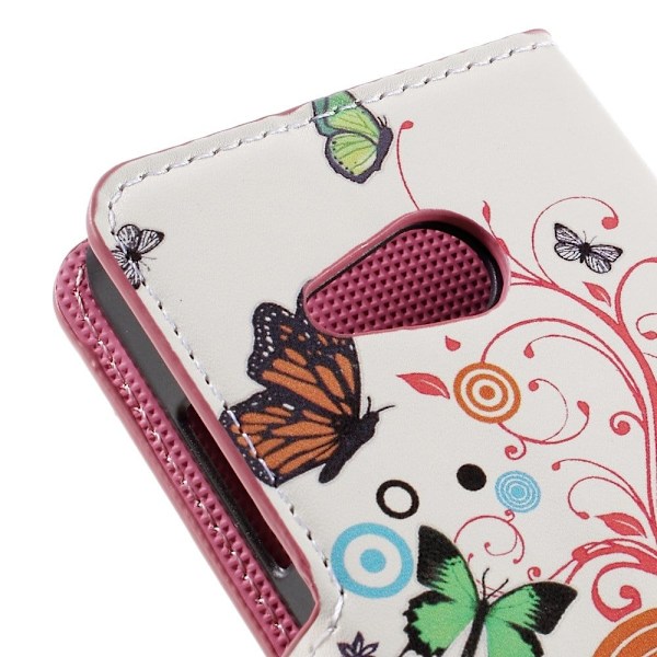 Moberg Microsoft Lumia 550 Læder Etui - Sommerfugle og Cirkler Multicolor