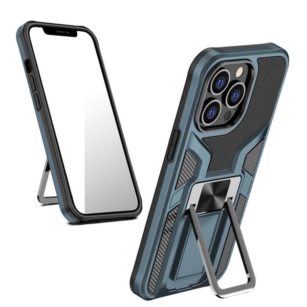 Armor Series Car Mount Kickstand Hybrid Hard Bumpresistent Soft Flexible stødsikkert Protective Case iPhone 13 Pro 6.1 inch - Blå Blue