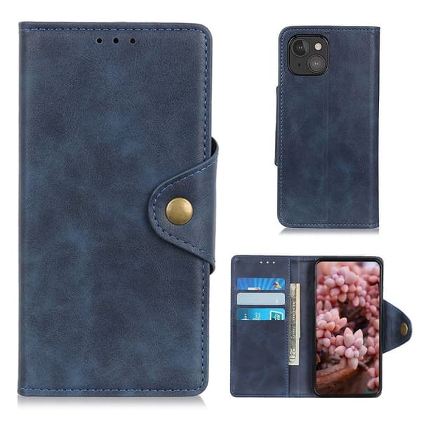 Alpha iPhone 13 læder flip etui - Blå Blue