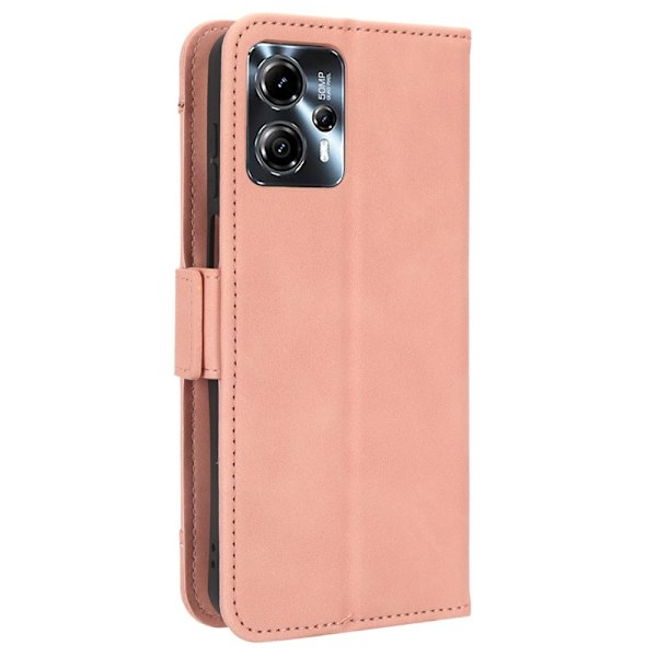 Stilfuldt Læder Etui med Pung til Motorola Moto G23 / G13 - Lyserød Pink