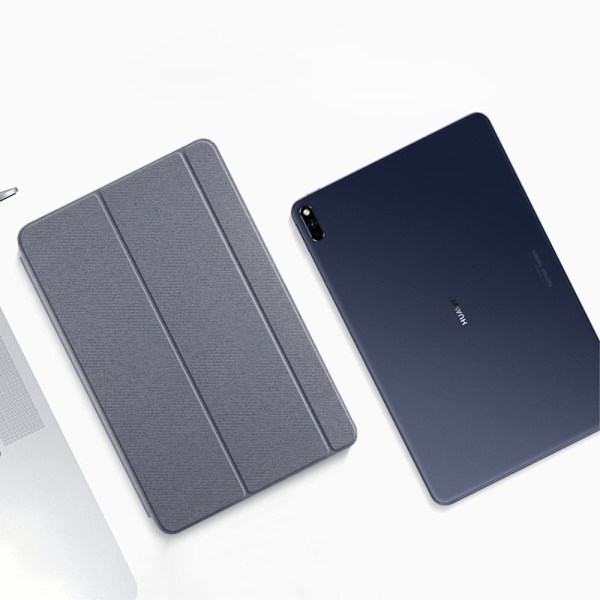 Kolminkertainen nahkakotelo Huawei MatePad Pro 10.8 (2021) - Harmaa Silver grey