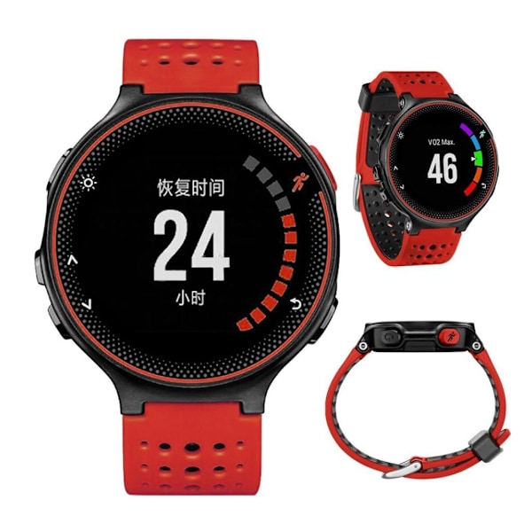 Garmin Forerunner 220/230/235/620/630 tofarvet silikoneurrem - rød / sort Red