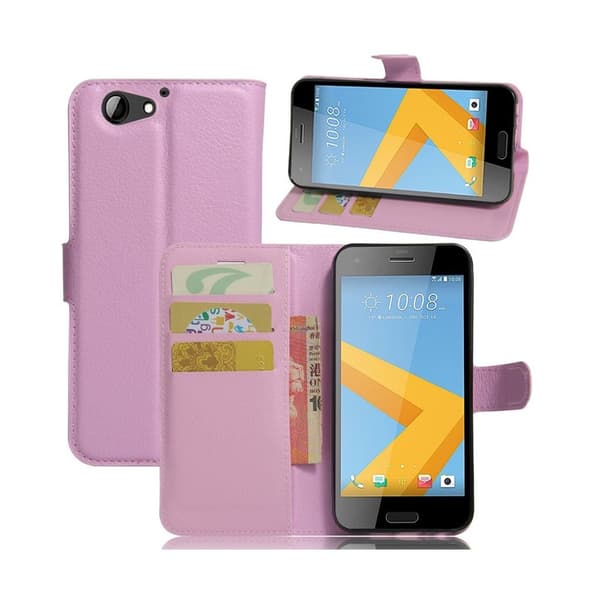 HTC A9s Litsi Pintainen Nahkakotelo Lompakko - Pinkki Pink
