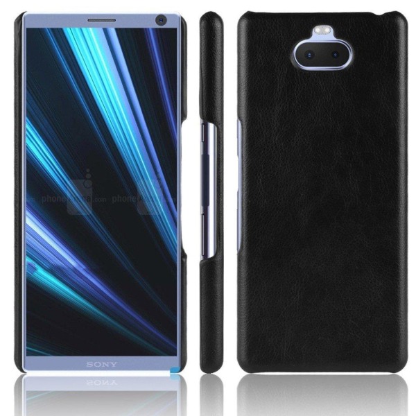 Sony Xperia 10 Plus litchi belagt etui - Sort Black