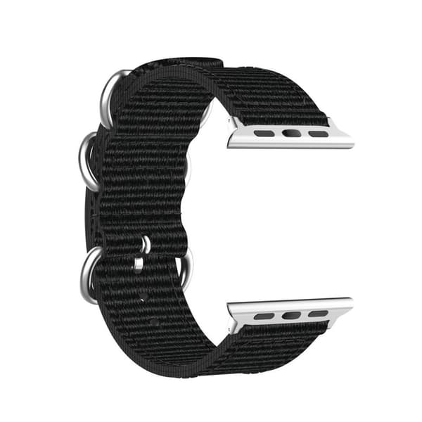 Apple Watch Series 5 44mm raitakuvioinen nylonkellonauha - Musta Black