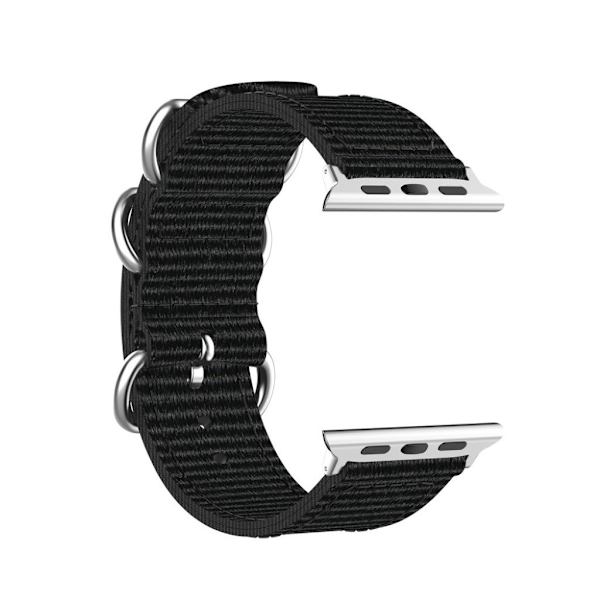 Apple Watch Series 5 44mm stribe Mønster nylon urrem - Sort Black