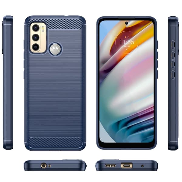 Carbon Flex Motorola Moto G60 deksel - Blå Blue