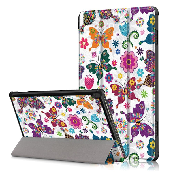 Lenovo Tab M10 læderetui med tredobbelt mønster - Sommerfugl Multicolor