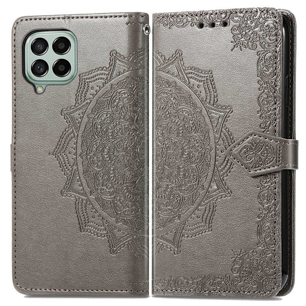 Mandala läder Samsung Galaxy M53 5G fodral - Silver/Grå Silvergrå