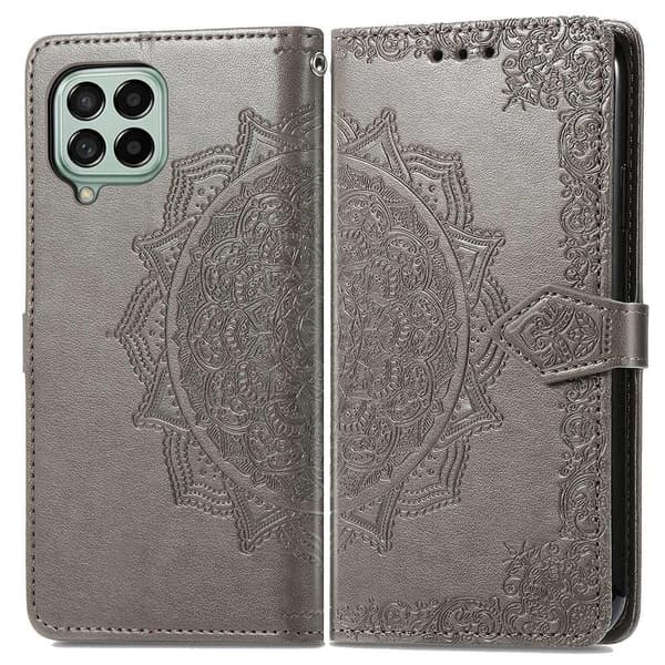Mandala Samsung Galaxy M53 5G etui i lær - Grå Silver grey