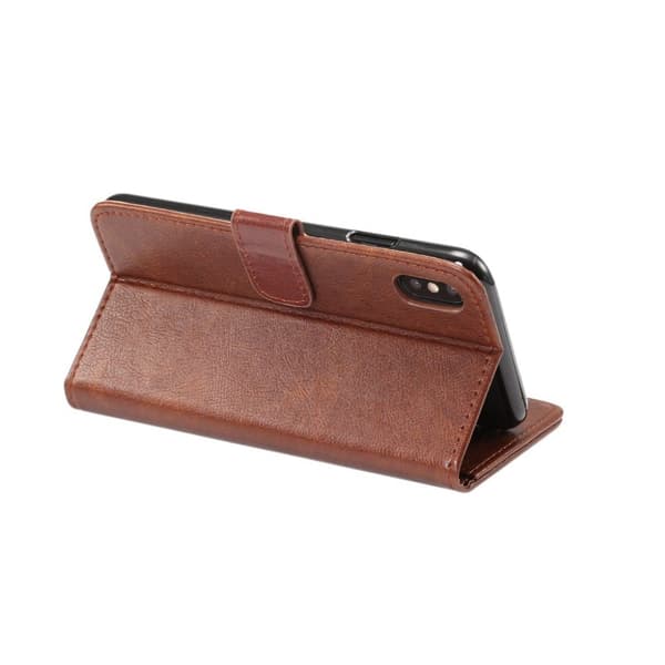 iPhone 9 Plus mobilfodral syntetläder silikon stående plånbok vildhäst - Kaffe Brun