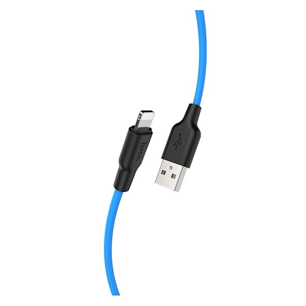 HOCO X21 Plus Silikoneopladerkabel til Lightning - Sort & Blå Blue