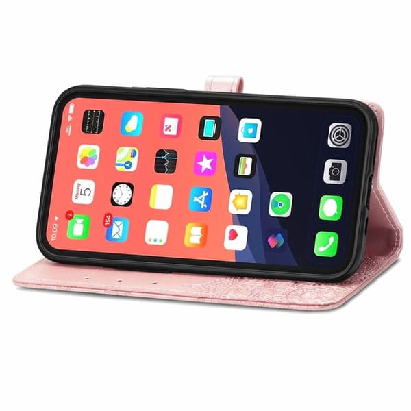 Mandala iPhone 13 etui i lær - Rose Gull Pink