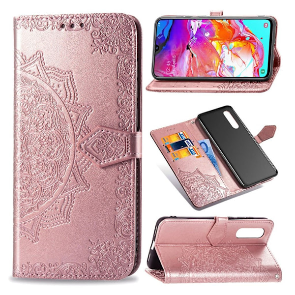 Mandala läder Samsung Galaxy A70 fodral - Rosa Rosa