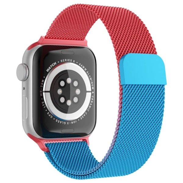 Apple Watch (45mm) gradient milanese fine mesh klockarmband - Gradient Röd / Blå multifärg