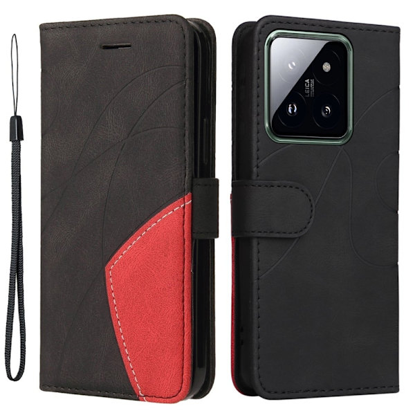 Tekstureret Xiaomi 14 Pro læderetui med rem - Sort Black