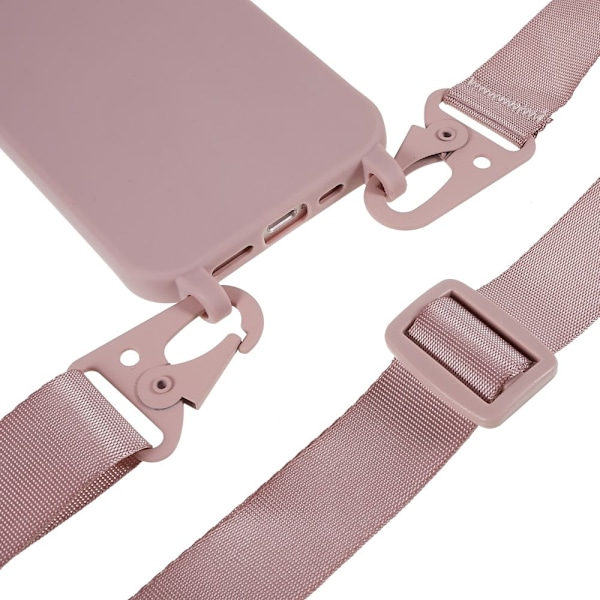 Tunt TPU-fodral med matt yta och justerbar rem för iPhone 12 Pro Max - Mörkrosa Rosa