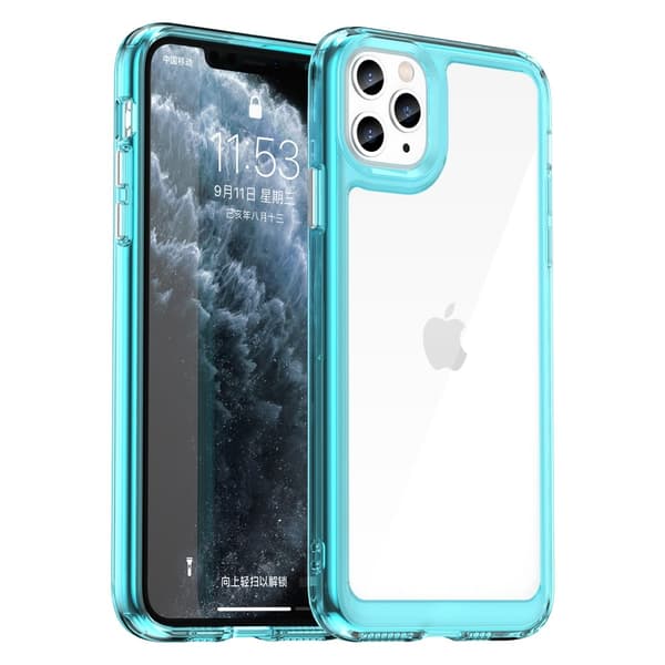 iPhone 11 Pro Max smart akryl cover - Gennemsigtig Blå Transparent