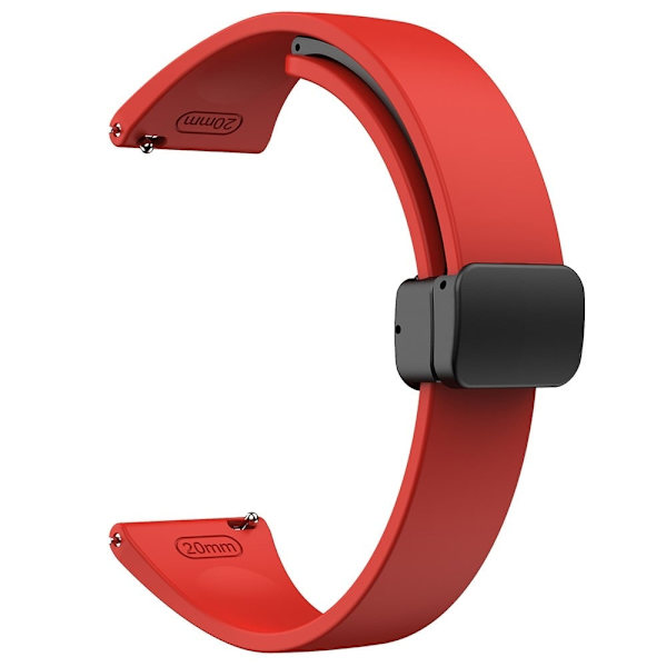 20mm Universal silikonihihna mustalla soljella - Punainen Red