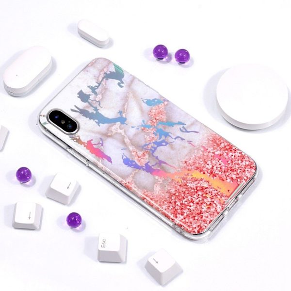 Marmormotiv iPhone Xs Max skal - Grå / Rosa multifärg