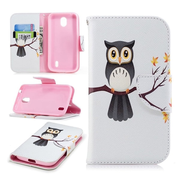 Nokia 1 Etui laget av kunstlær og silikon - Ugle Multicolor
