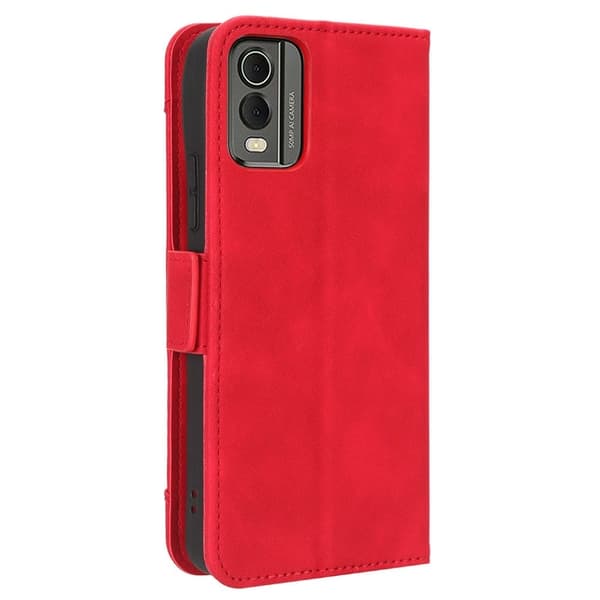 Stilfuldt Læder Etui med Pung til Nokia C32 - Rød Red